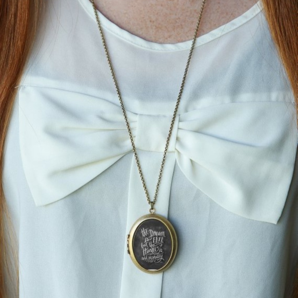 Chalkboard Hustle Art Locket Necklace - NWT - Picture 2 of 5